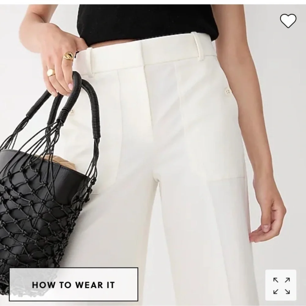 NWT J. Crew Sydney Wide-Leg High-Rise White Dress Pants With Bi-Flex Stretch, 4. - Picture 4 of 12